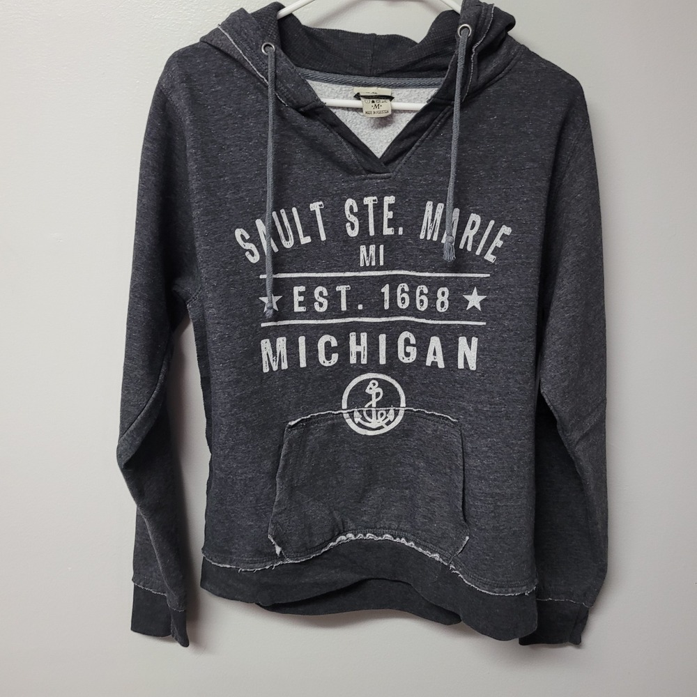 Salt Creek Sault Ste‎ Marie MI Est 1668 Anchor Graphic Hoodie Sweatshirt M